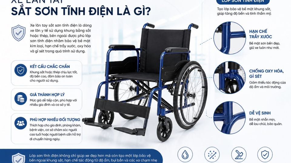 Xe lăn tay sắt sơn tĩnh điện có bền không?